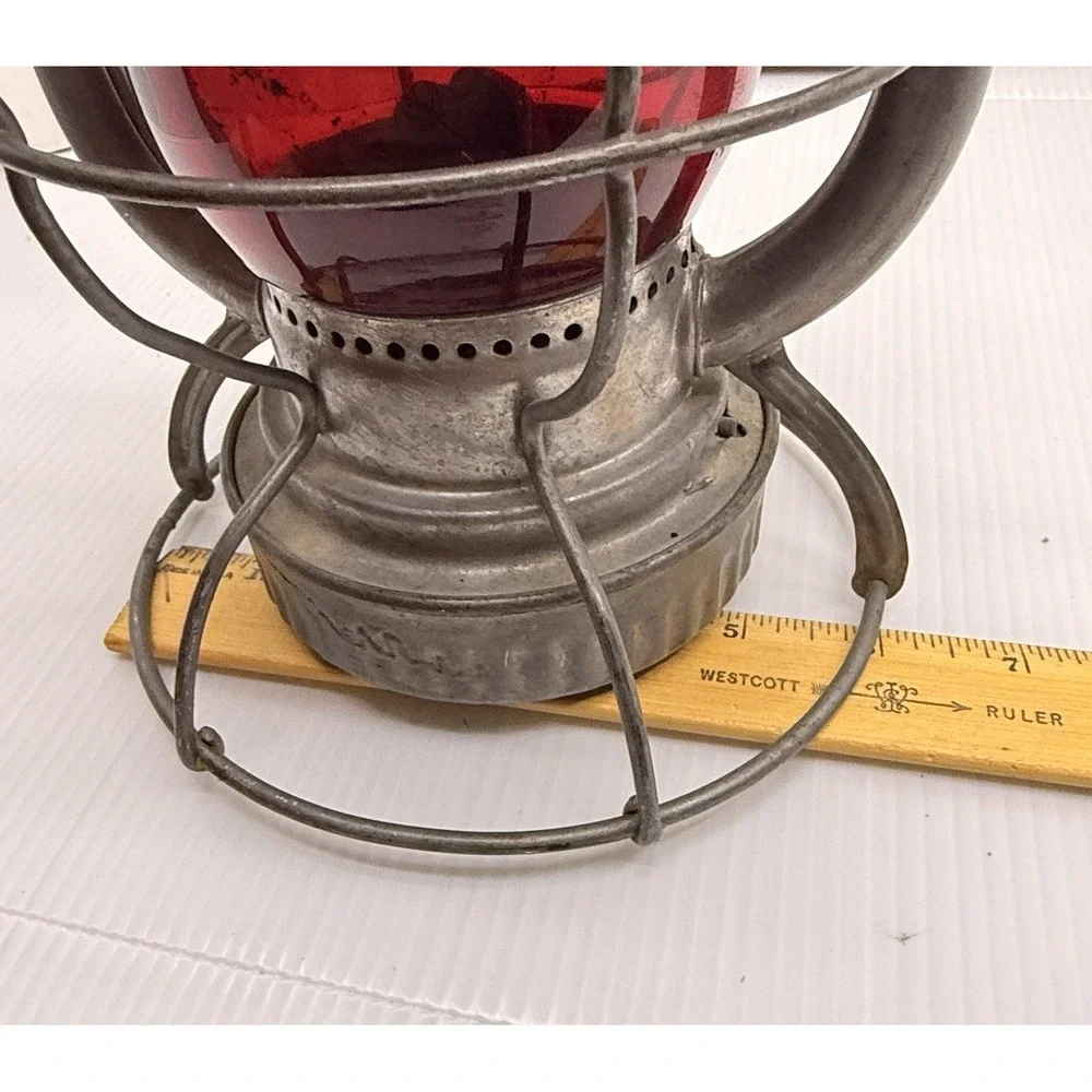 Vintage Dietz Vesta Railroad Lantern Red Globe USA Steampunk Industrial Decor